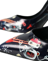 Blue Space Robot en cuir talons pompes chaussures