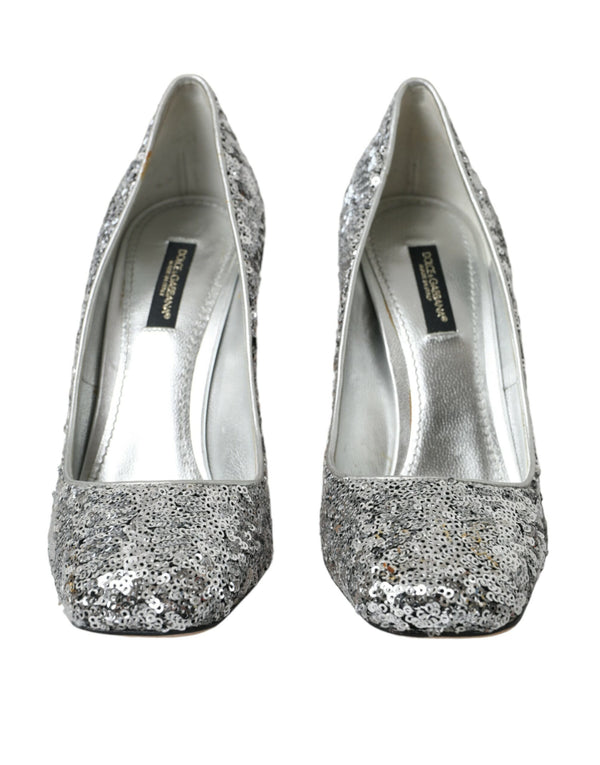 Silver Sequin Talons embellis pompes chaussures