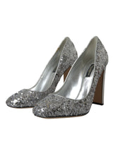 Silver Sequin Talons embellis pompes chaussures