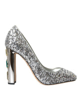 Silver Sequin Talons embellis pompes chaussures