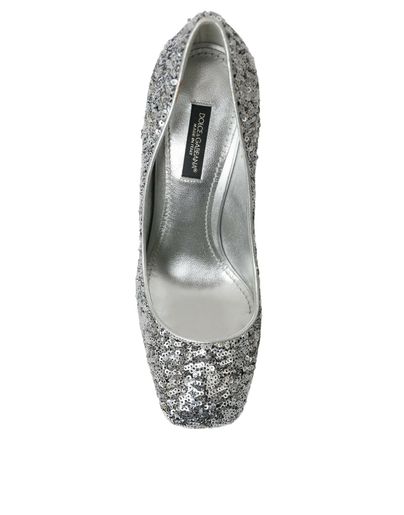 Silver Sequin Talons embellis pompes chaussures