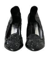 Black Crystal Cendrillon Talons pompes chaussures