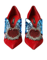 Red Velvet Sequin Crystal Heels Pumps Chaussures