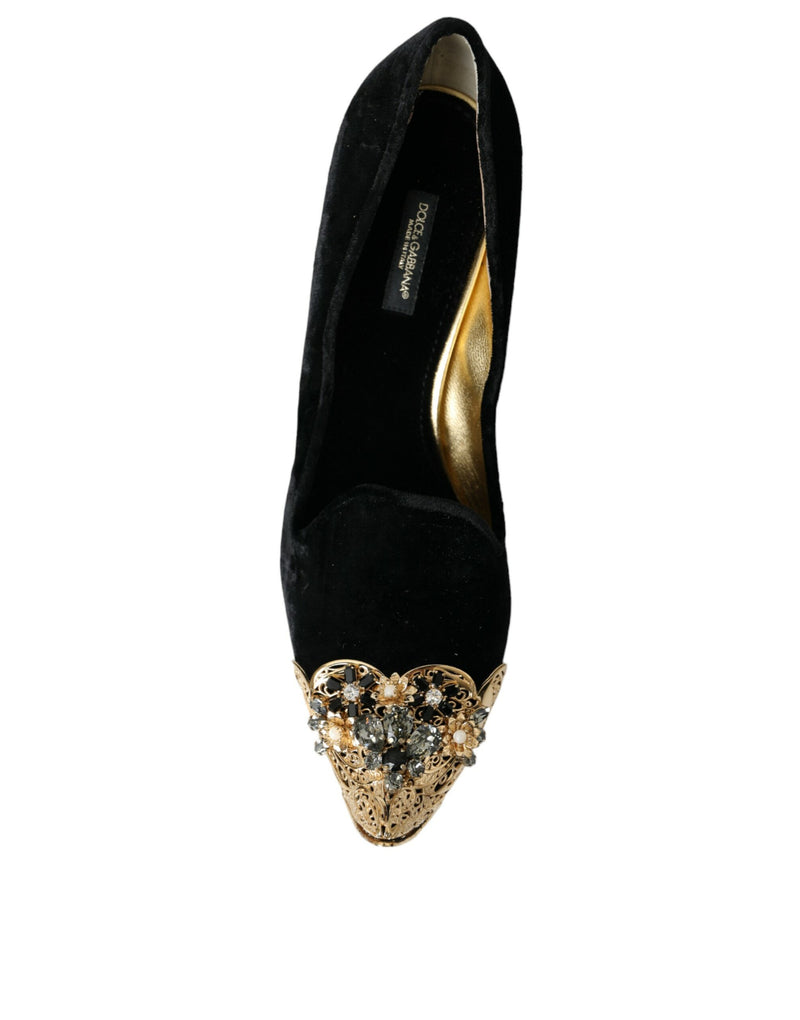 Black Velvet Embellifhed Talons pompes chaussures