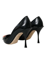 Schwarz Leder Wow Patch Heels pumpt Schuhe