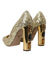 Tacchi in cristallo di paillettes dorate pompa scarpe