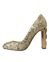 Tacchi in cristallo di paillettes dorate pompa scarpe