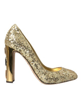 Gold Sequin Crystal Heels Pumps Chaussures