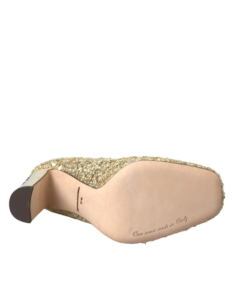 Tacchi in cristallo di paillettes dorate pompa scarpe