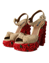 Zapatos de sandalias de plataforma de cristal de rosas rojas