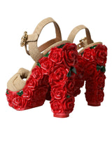 Zapatos de sandalias de plataforma de cristal de rosas rojas