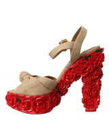 Zapatos de sandalias de plataforma de cristal de rosas rojas