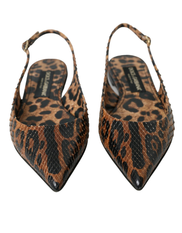 Scarpe slingback esotiche leopardo marrone