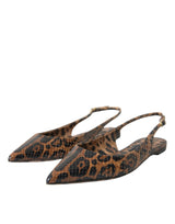 Braune Leopard exotische Haut Slingback Schuhe