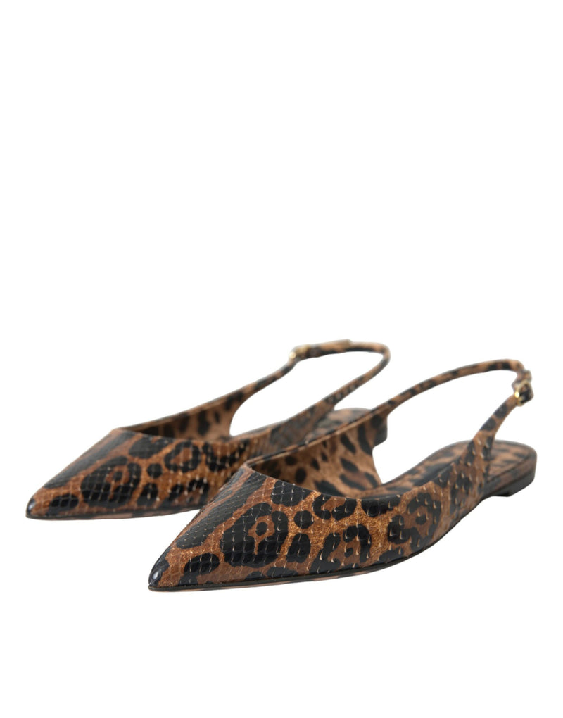 Brown Leopard εξωτικά παπούτσια Slingback Slingback