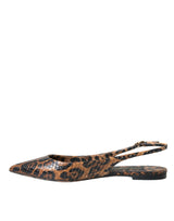 Braune Leopard exotische Haut Slingback Schuhe