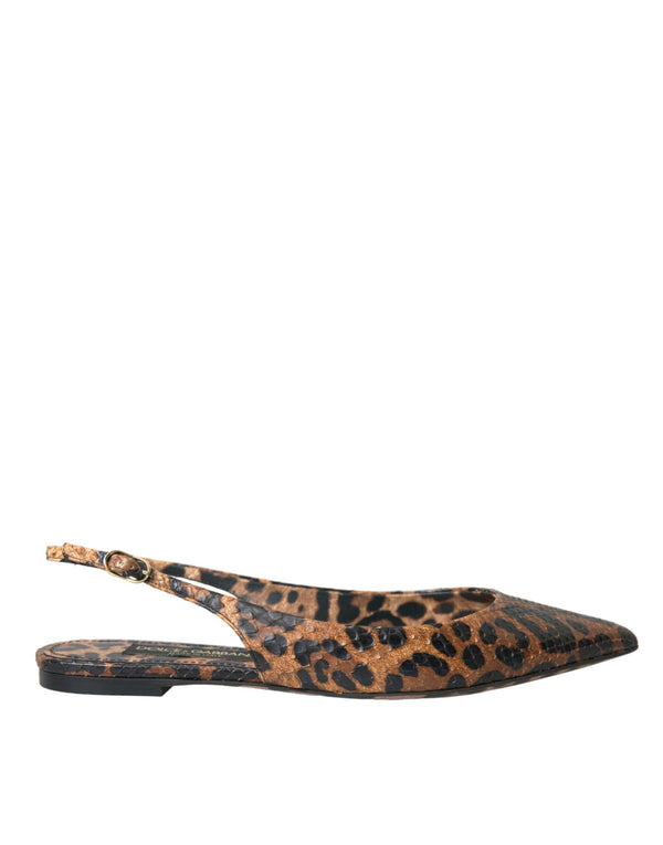 Braune Leopard exotische Haut Slingback Schuhe