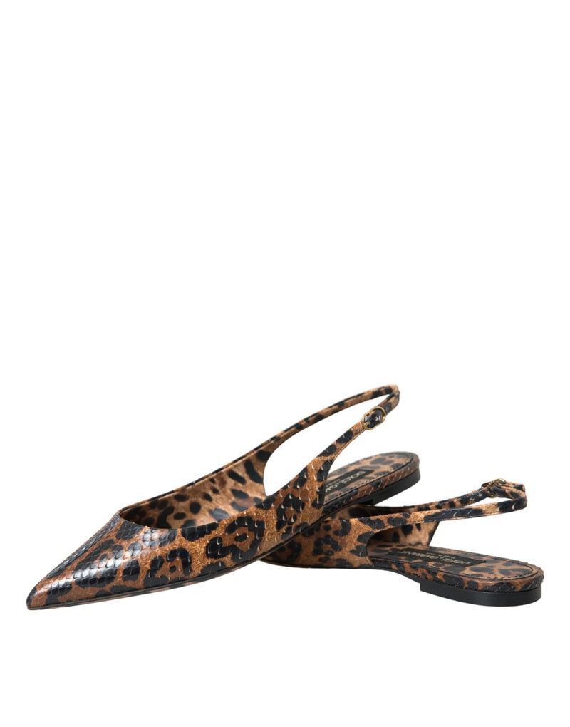 Braune Leopard exotische Haut Slingback Schuhe