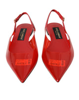 Red PVC Slingback Clear Flats Sandals Shoes