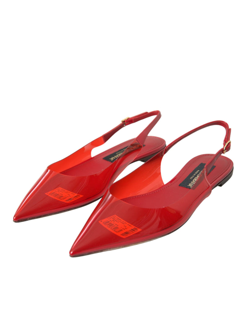 Rote PVC Slingback klare Flats Sandalen Schuhe