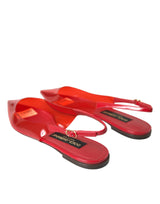 Κόκκινο PVC Slingback Clear Flats Παπούτσια σανδάλια