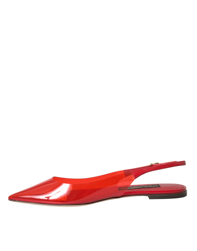 Κόκκινο PVC Slingback Clear Flats Παπούτσια σανδάλια