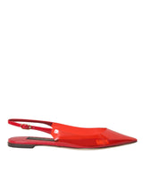 Κόκκινο PVC Slingback Clear Flats Παπούτσια σανδάλια