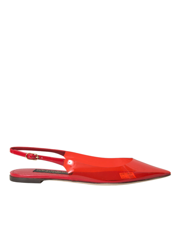 Κόκκινο PVC Slingback Clear Flats Παπούτσια σανδάλια