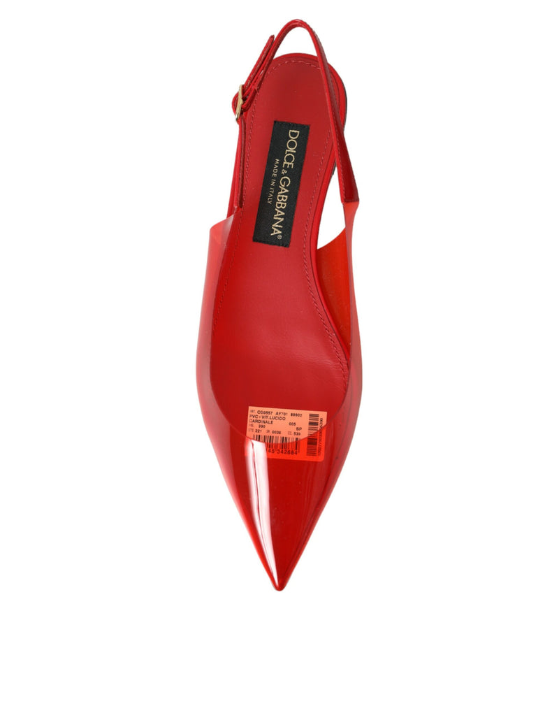 Slingback in PVC rosso Clear Flats Sandals Scarpe