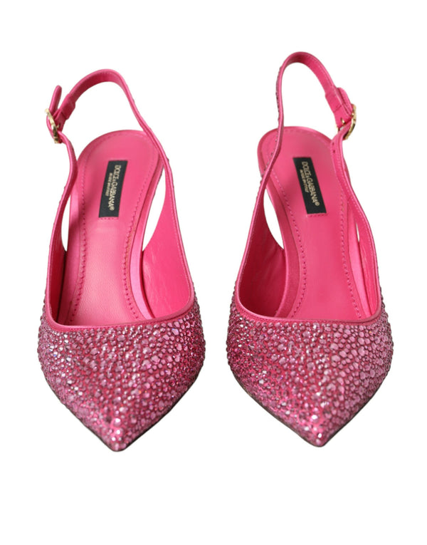 Scarpe rosa slingbacks cristallo pompa