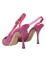 Scarpe rosa slingbacks cristallo pompa