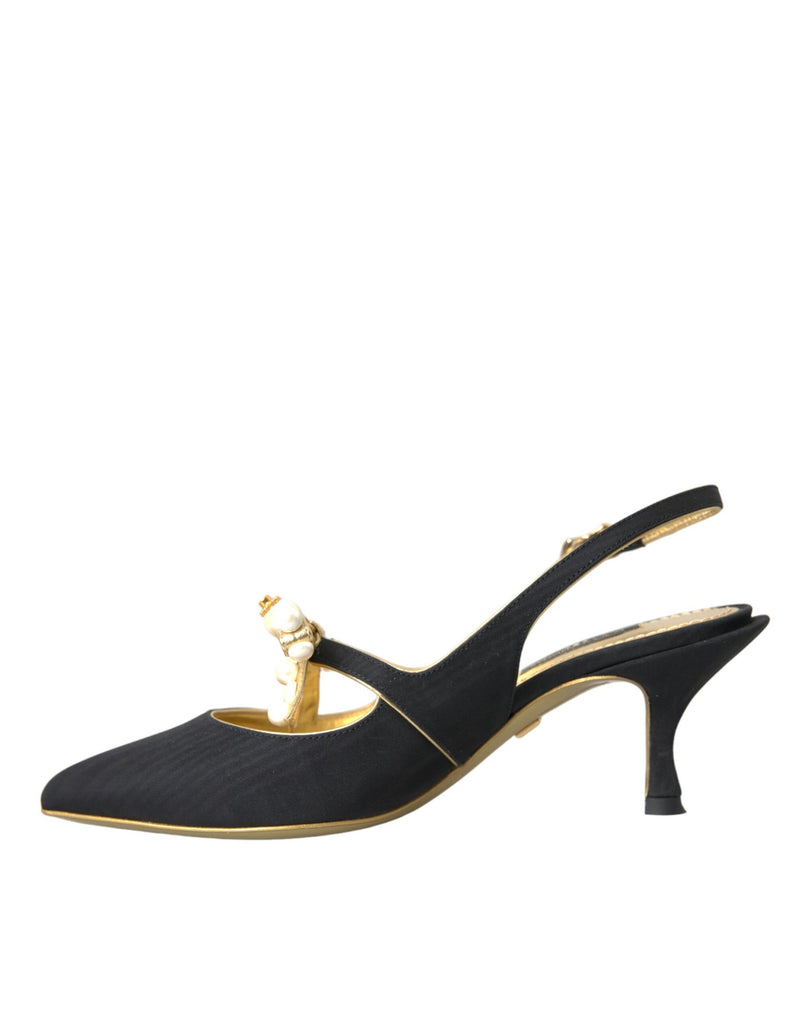 Chaussures de fronde en cuir noir en cuir noir