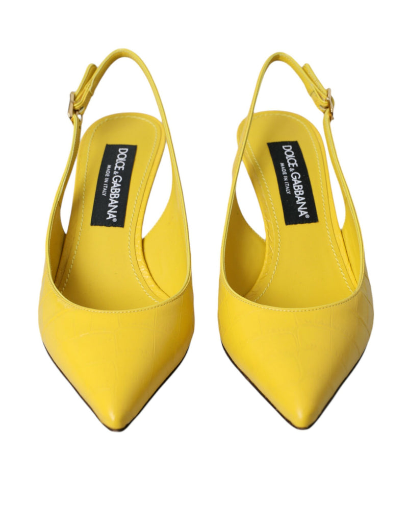 Chaussures à talons en cuir jaune