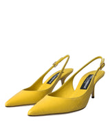 Zapatos de tacones de cuero de cuero amarillo