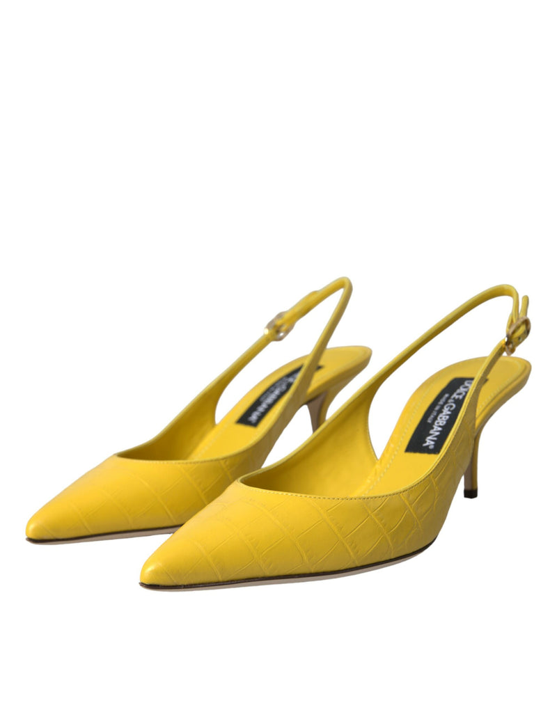 Scarpe con slingback in pelle gialla