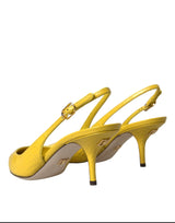 Chaussures à talons en cuir jaune