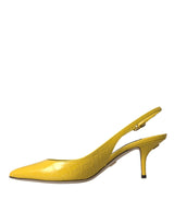 Zapatos de tacones de cuero de cuero amarillo