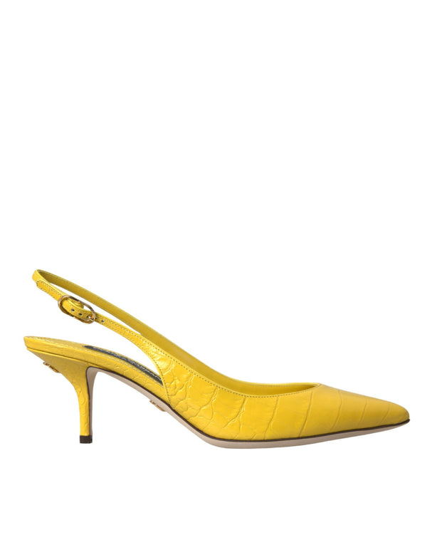 Zapatos de tacones de cuero de cuero amarillo