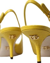 Chaussures à talons en cuir jaune