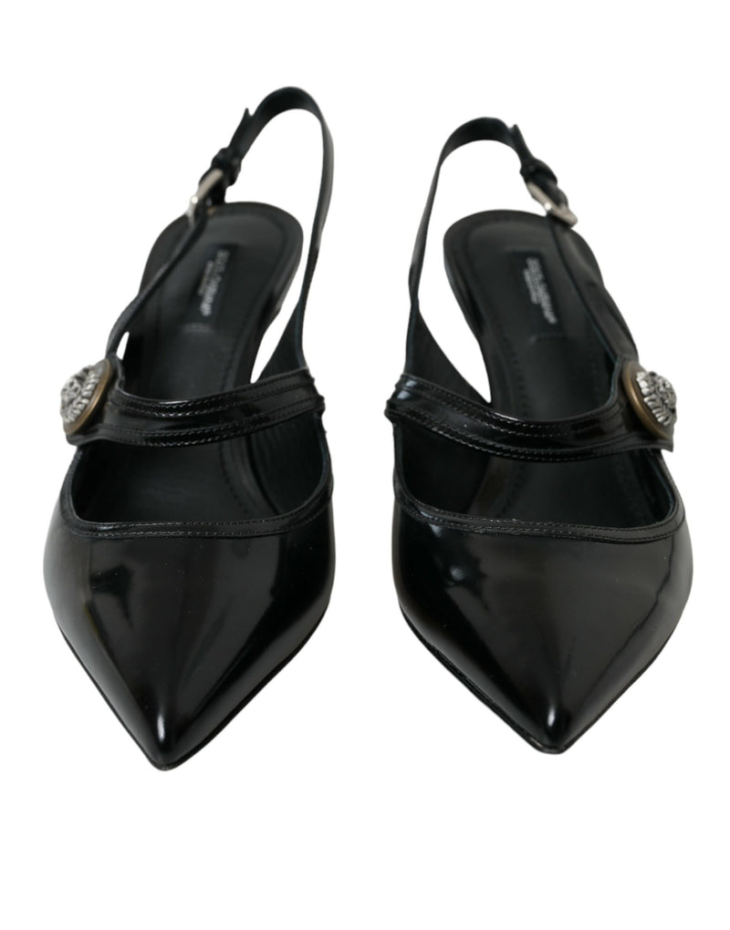 Scarpe slingback in pelle nera