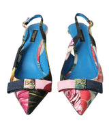 Scarpe slingback di patchwork floreali multicolore