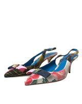 Πολύχρωμα floral patchwork slingbacks παπούτσια