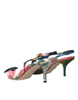 Πολύχρωμα floral patchwork slingbacks παπούτσια