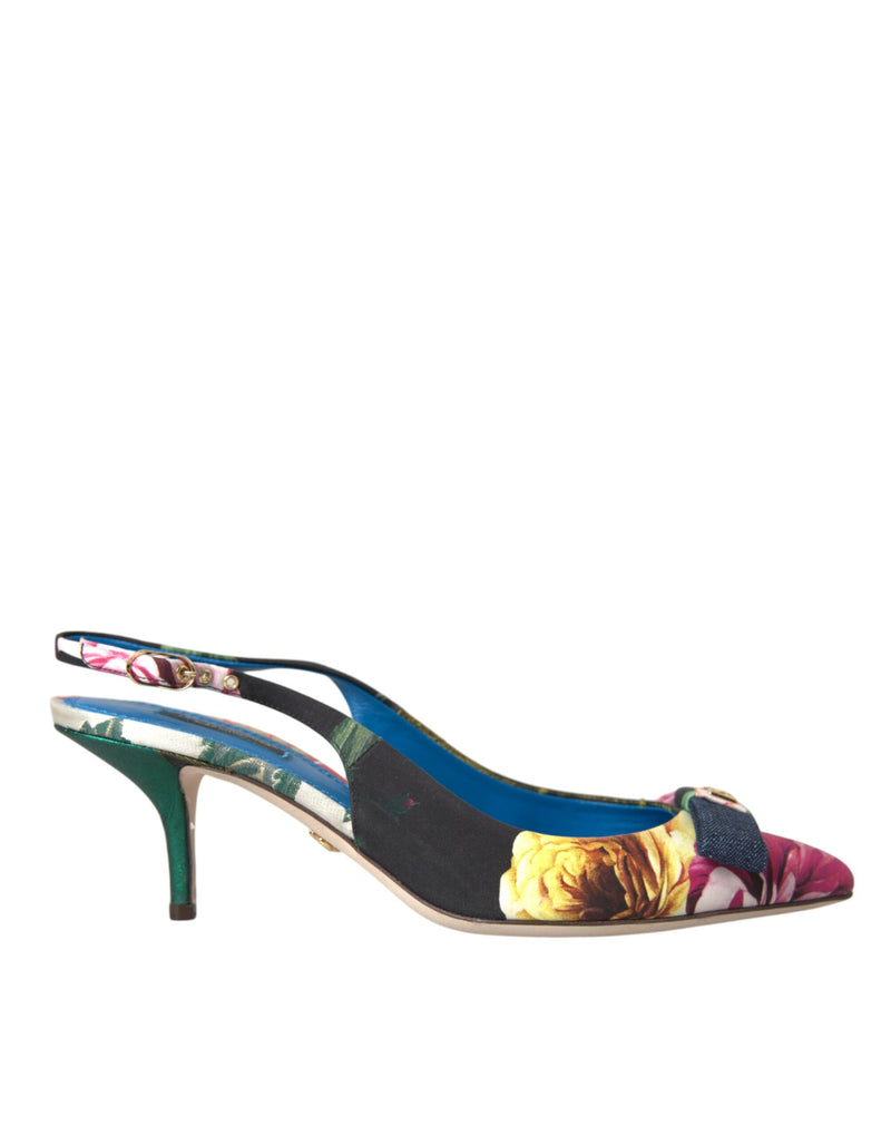 Multicolorblumige Patchwork Slingbacks Schuhe