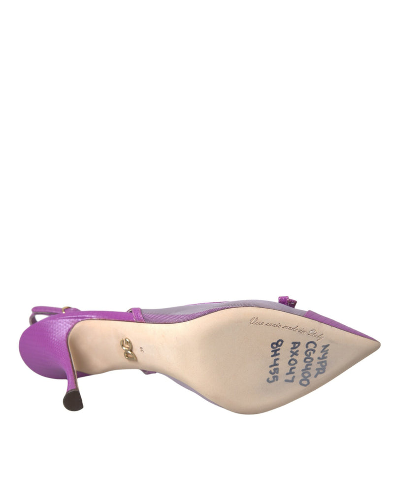 Teli alti in pelle viola scarpe slingback