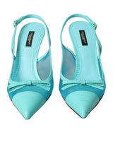 Mala de cuero azul Tacones altos zapatos Slingback