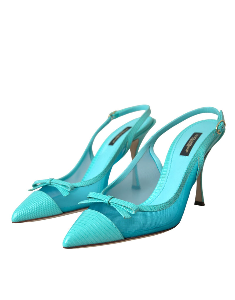 Cucchi in pelle di pelle in pelle blu scarpe slingback