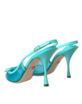 Mala de cuero azul Tacones altos zapatos Slingback