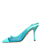 Mala de cuero azul Tacones altos zapatos Slingback