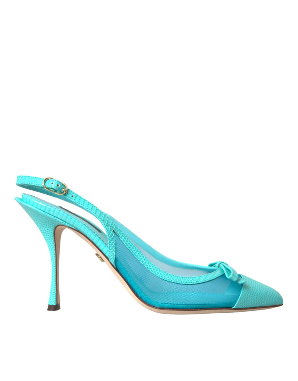 Mala de cuero azul Tacones altos zapatos Slingback